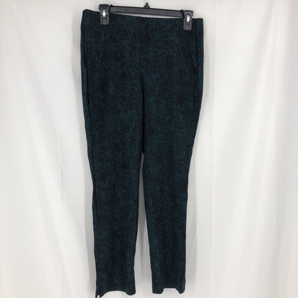 Chicos Snake Print Green Pull On Pants Size 0.5